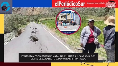 Protestan pobladores de Matalaque, Huarina y Candagua por cierre de la carretera MO-101 Cachi–Huatagua.